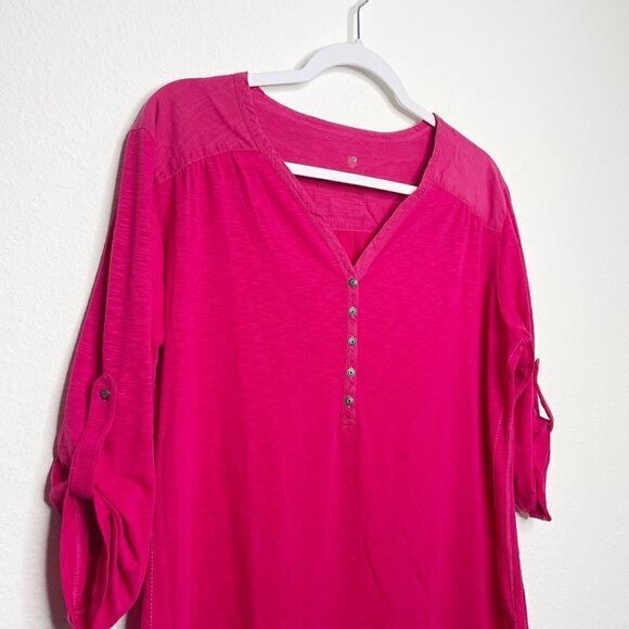 Kuhl Women’s Pink Adjustable Sleeve V-Neck Top Size Large - Picture 3 of 10